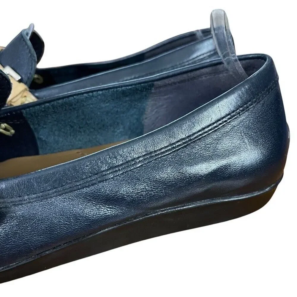Enzo Angiolini Helene Womens Navy Square Toe Preppy Acedemia Flats Shoes 7